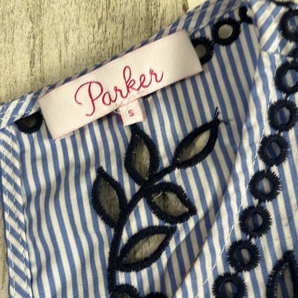 Parker Sammy Embroidered Cold Shoulder Stripe Blouse Size Small - Picture 8 of 11